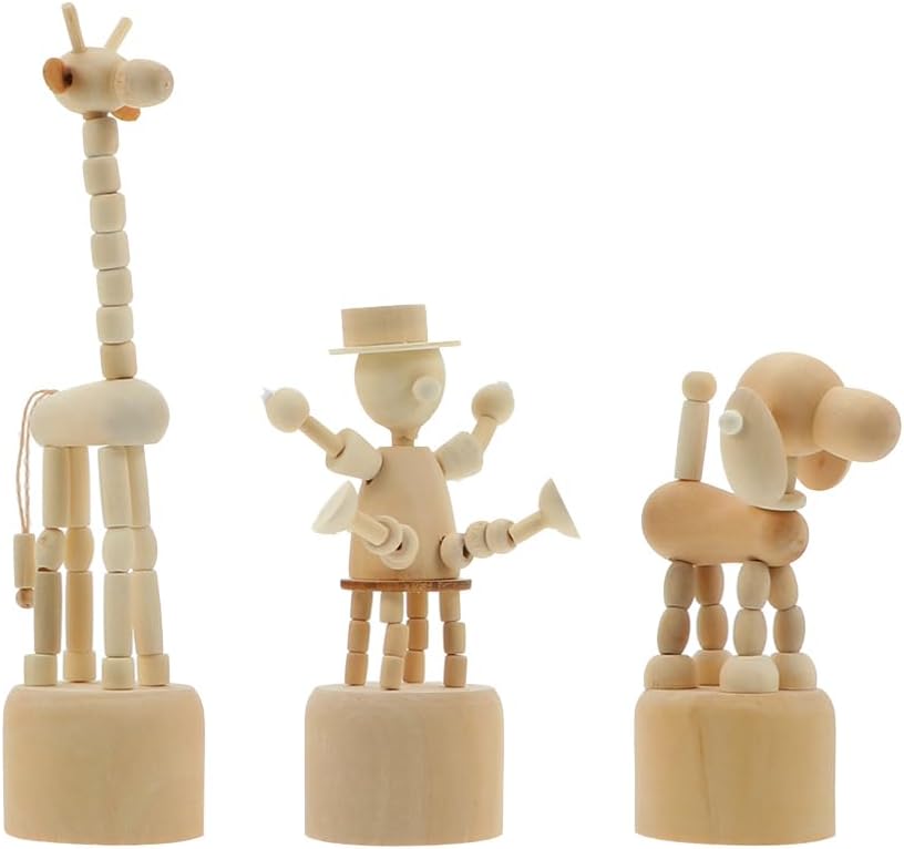 3Pcs Wooden Finger Puppets for DIY Crafts and Decor