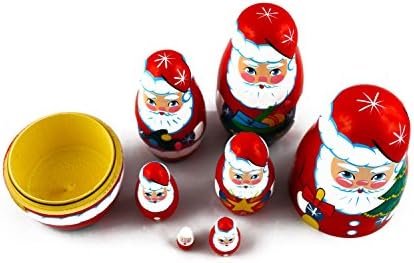 MATRYOSHKAHANDICRAFT 7 Piece Santa Claus Nesting Doll Set Wooden Hand Painted