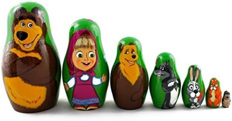 Bear Nesting Dolls Set 7pcs - Handmade Home Decor