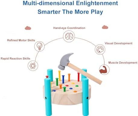 OUJILA Wooden Baby Workbench Pounding Hammer Toy for Toddlers