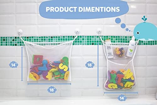 Comfylife 2-Pack Mesh Bath Toy Organizer with 8 Strong Hooks