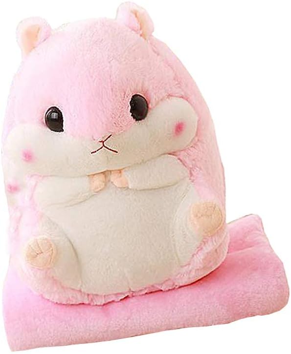 YunNasi Plush Hamster Pillow with Blanket Set Pink