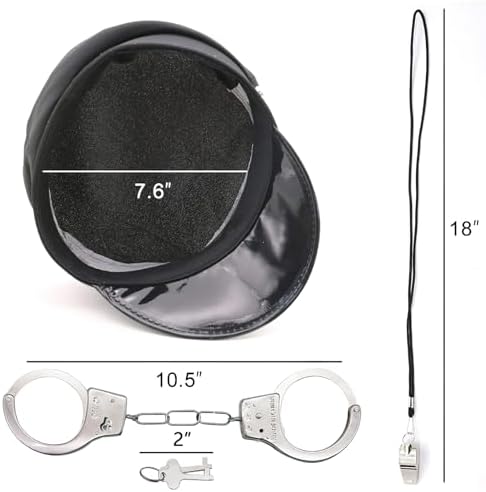 3 Otters Police Hat with Whistle and Accessories Set for Kids