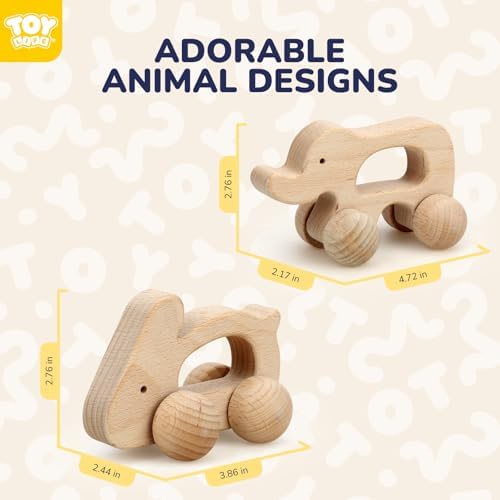 TOY Life Wooden Animal Cars for 0-12 Months