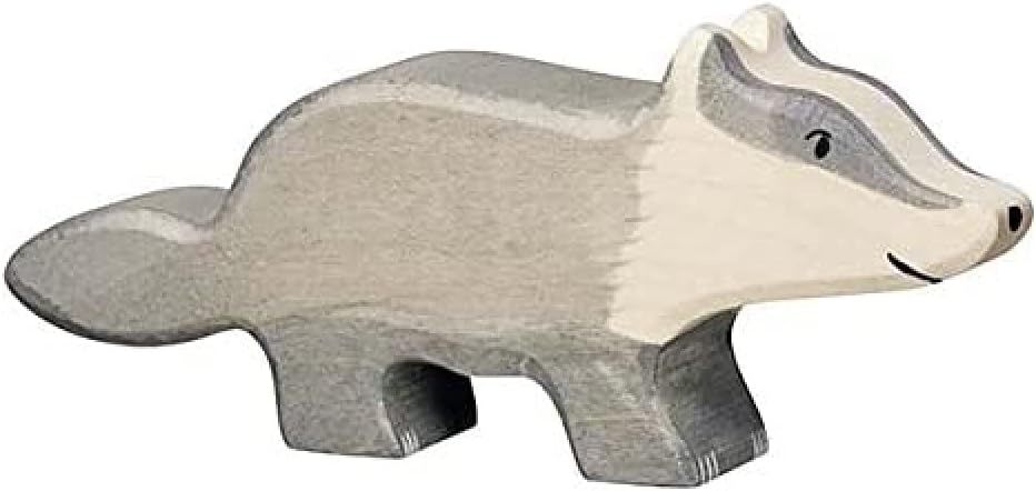 Holztiger Badger Toy Figure - Educational Wooden Animal Toy