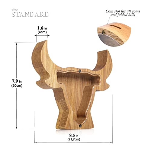 Bull Wooden Piggy Bank Montessori Waldorf Toy 2 Sizes