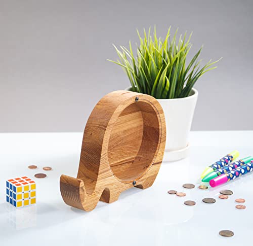 Wooden Elephant Piggy Bank - 3 Sizes for Kids