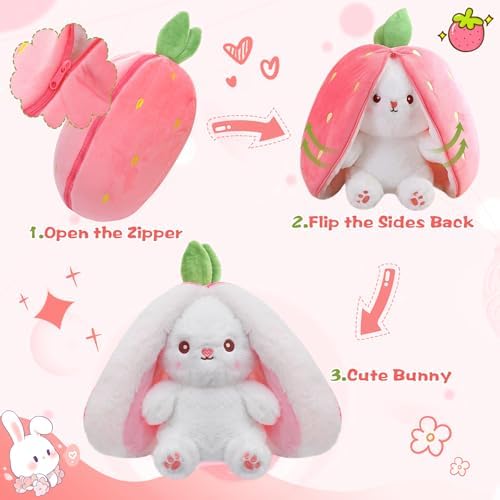 MIAODAM Reversible Cuddle Bunny Plush Toy