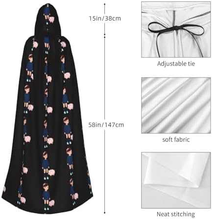 Little Girl Piggy Prints Hooded Cloak for Halloween Costume