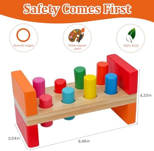 Hidoggy Wooden Hammer Toy for Toddlers 1-3
