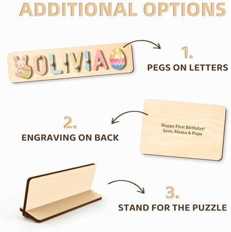 Customizedbee Personalized Wooden Name Puzzle for Toddlers