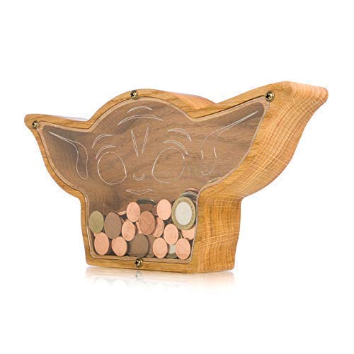 Wood Piggy Bank Alien with Big Ears - Kids Adult Money Box