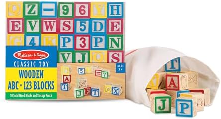 Melissa Doug Deluxe Wooden ABC123 Blocks Set 50 pcs 1