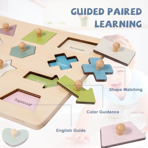Adena Montessori 16 Piece Wooden Shape Peg Puzzle 1