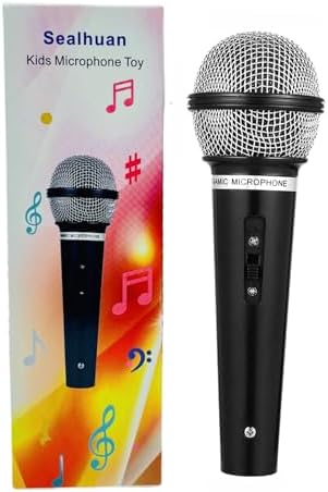 Sealhuan Fake Microphone Toy for Kids Black Pretend Mic
