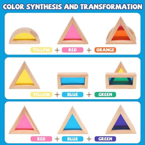 Agirlgle Rainbow Building Blocks 32 Pcs Wooden Stacking Set