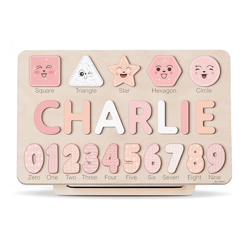 Personalized Wooden Name Puzzle for Kids Customizable with Numbers and Shapes