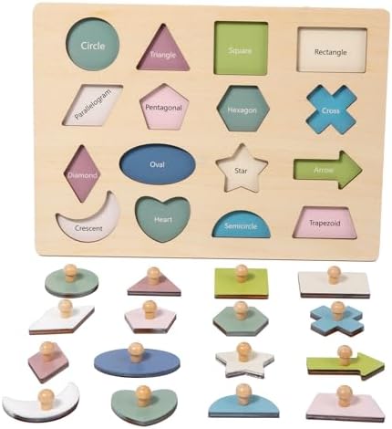Adena Montessori 16 Piece Wooden Shape Peg Puzzle 1