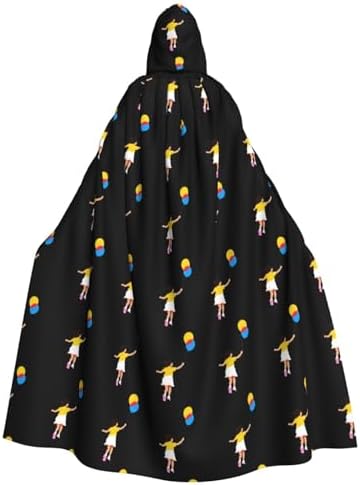 Little Girl Running with Balloons Halloween Hooded Cloak