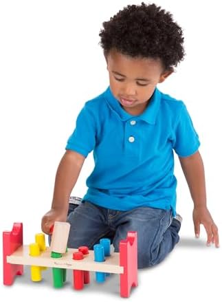 Melissa Doug Deluxe Wooden Pound-A-Peg Toy With Hammer 1