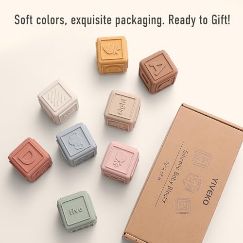YIVEKO Silicone Baby Blocks - 8PCS Teething Stacking Toy