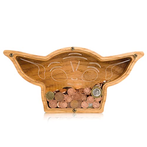 Wood Piggy Bank Alien with Big Ears - Kids Adult Money Box