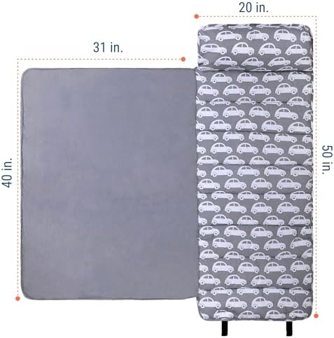 Wildkin Kids Nap Mat with Pillow - Cozy Sleep Mat for School Travel