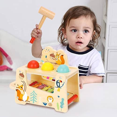 TOOKYLAND 7pcs Pound a Ball Toy with Xylophone