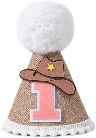 TERJIO Cowboy Cone First Birthday Hat - Western Party Prop 1
