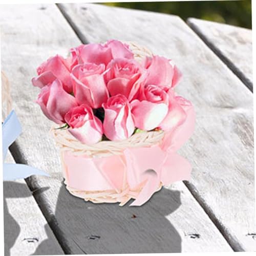 Toddmomy Mini Woven Flower Basket for Dollhouse DIY
