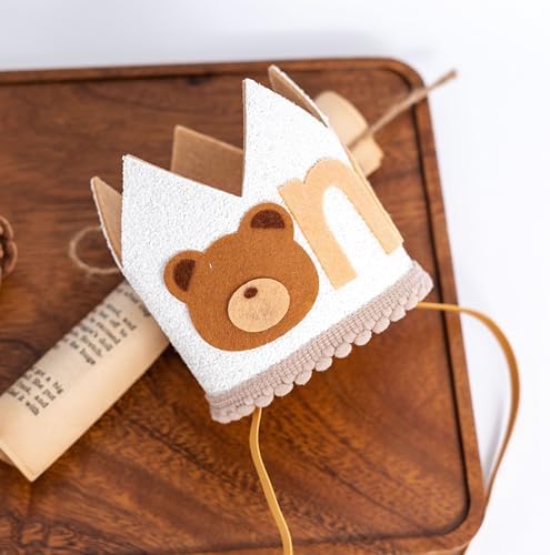 LINZYING Teddy Bear 1st Birthday Crown Hat
