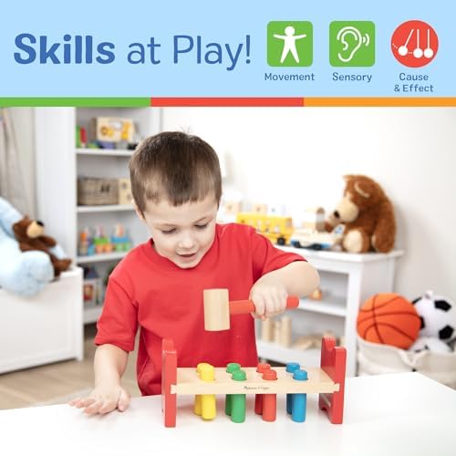 Melissa Doug Deluxe Wooden Pound-A-Peg Toy With Hammer 1
