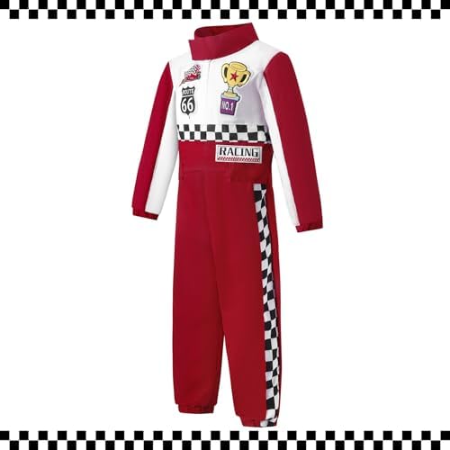 Race Car Driver Costume for Kids with Cap and Flag