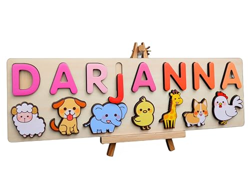Vnque Personalized Wooden Name Puzzles for Kids