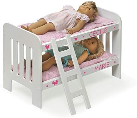 Badger Basket Doll Bunk Bed with Ladder and Bedding - White and Pink Gingham