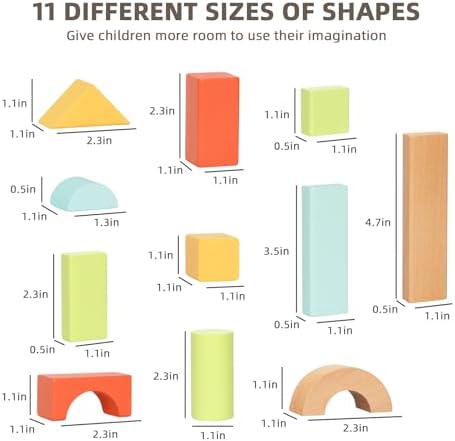 100pcs Montessori Wooden Blocks for Toddlers 1-3