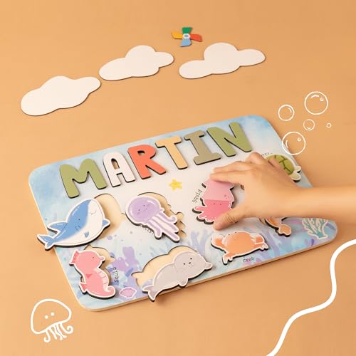 Custom Name Puzzle for Toddlers 1-3 - Sea Animal Design