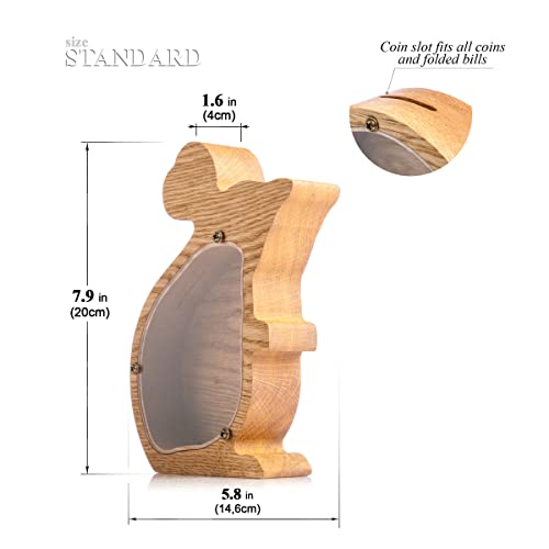 Wooden Piggy Bank with Mouse Design Money Box Frame