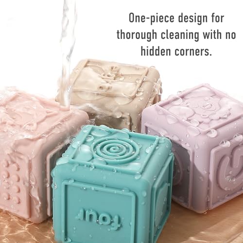 YIVEKO Silicone Baby Blocks - 8PCS Teething Stacking Toy