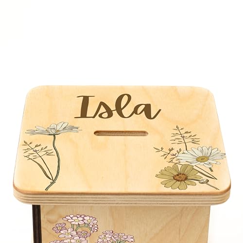 BloomOwl Wooden Piggy Bank Personalized for Kids and Adults