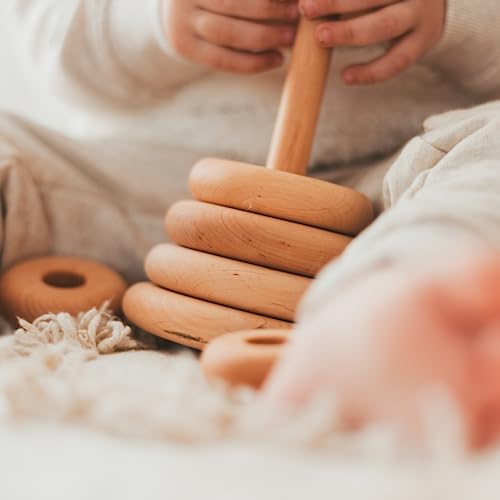 Busy Puzzle Wooden Stacking Toy Montessori Pyramid for Toddlers
