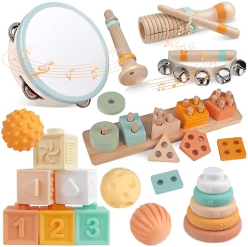 Wooden Musical Instruments Set for Toddlers 1-3 Years