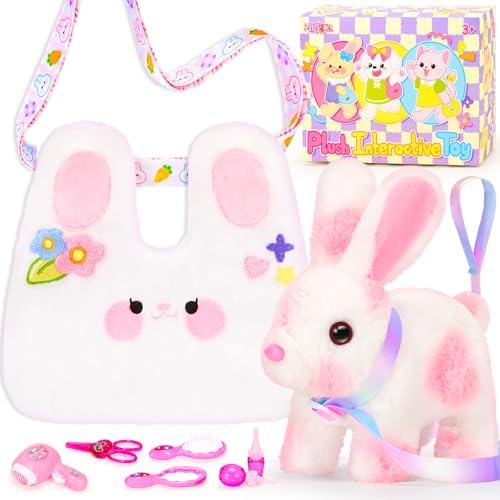 NINAOR Easter Bunny Toy with Crossbody Bag and Pet Care Accessories