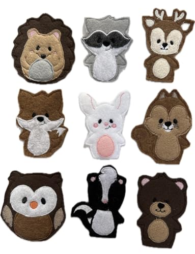 Felt Woodland Animal Finger Puppets Set of Nine