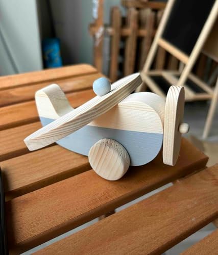 Handmade Wooden Airplane Toy for Toddlers