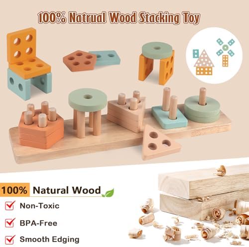 Wooden Musical Instruments Set for Toddlers 1-3 Years