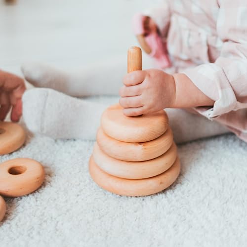 Busy Puzzle Wooden Stacking Toy Montessori Pyramid for Toddlers