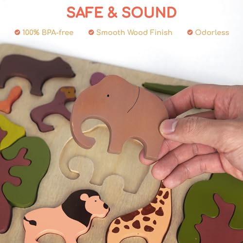Chippi Co Wooden Peg Puzzles for Toddlers 1-3