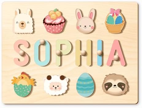 Customizedbee Personalized Wooden Name Puzzle for Toddlers 1-3