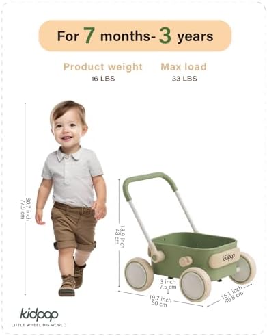 Kidpop PULA Baby Push Walker Green 6-12 Months 1